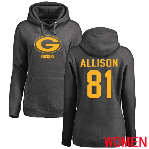 Green Bay Packers Ash Women #81 Allison Geronimo One Color Nike NFL Pullover Hoodie Sweatshirts